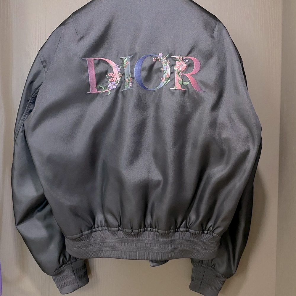 🛑SOLD🛑 Dior Men’s Embroidered Flower Logo Grey Bomber Jacket - Sz Large